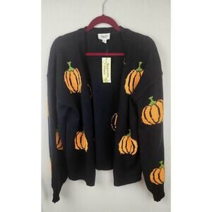 Unique Vintage Sweater Magnolia Place Black One size comfy cozy festive Pumpkin